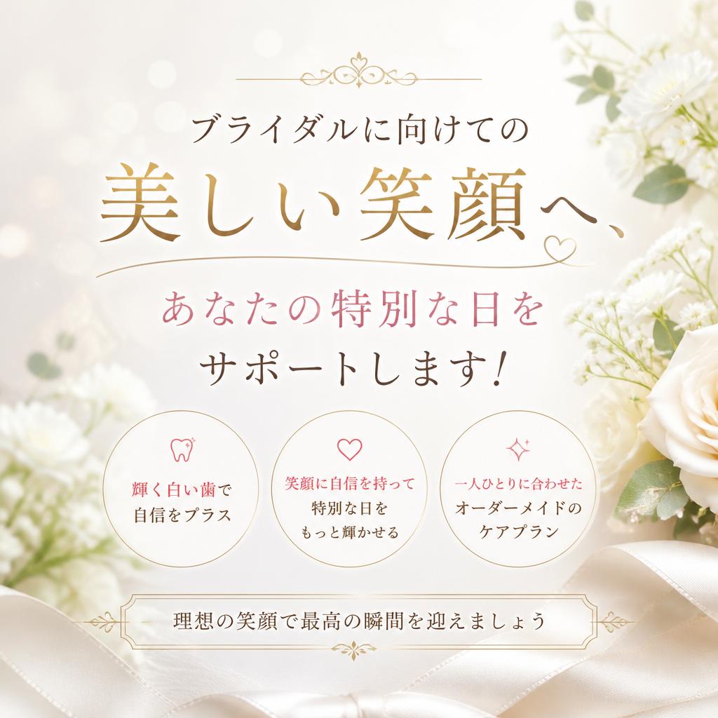 ブライダルに向けての美しい笑顔へ、あなたの特別な日をサポートします！