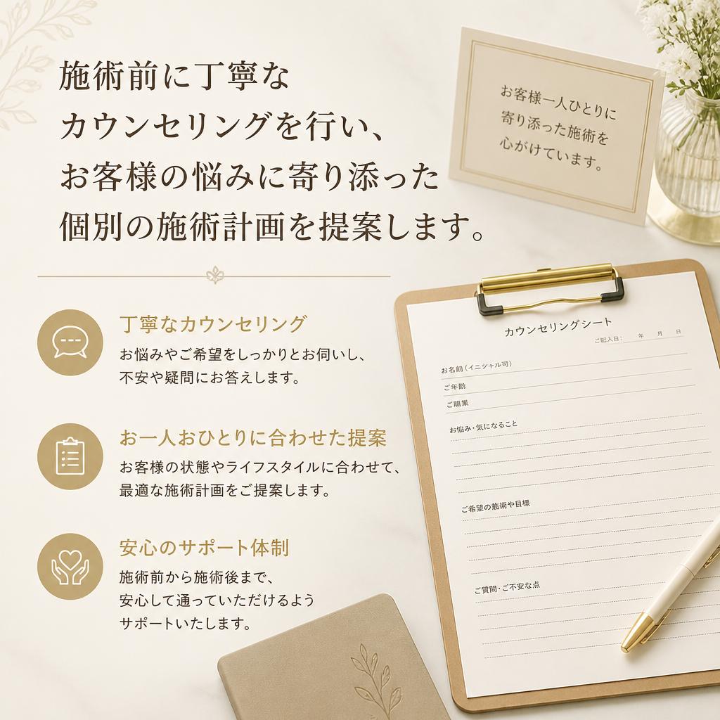 丁寧なカウンセリングと個別対応