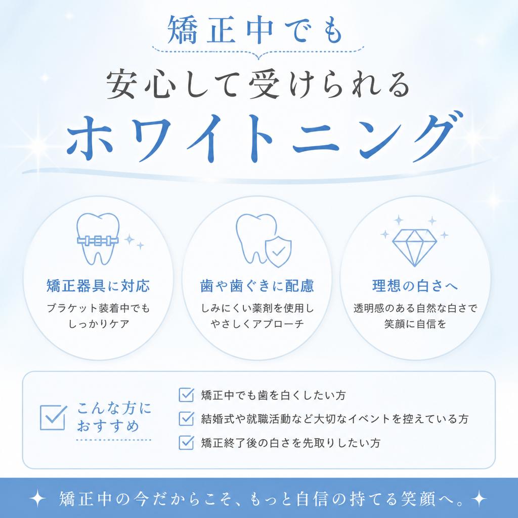矯正中でも安心して受けられるホワイトニング