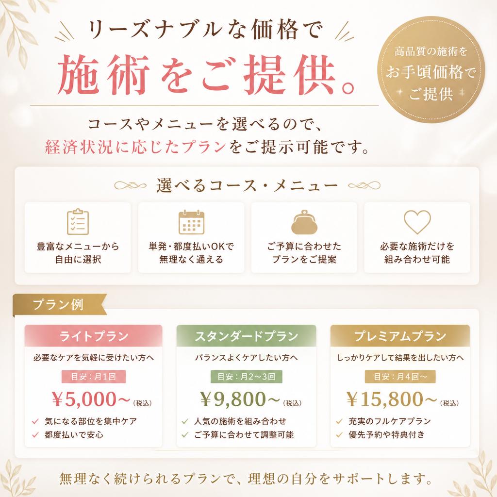 お得なコースを用意
