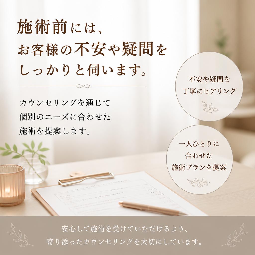 丁寧なカウンセリングで不安を解消